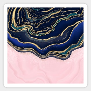 Pink Blue Gold Fluid Liquid Painting Sticker